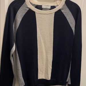 Color blocked crew neck sweater